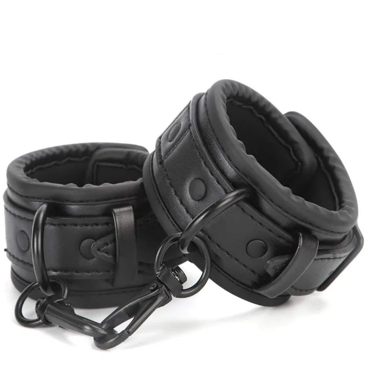Erotic Leather Handcuffs Black