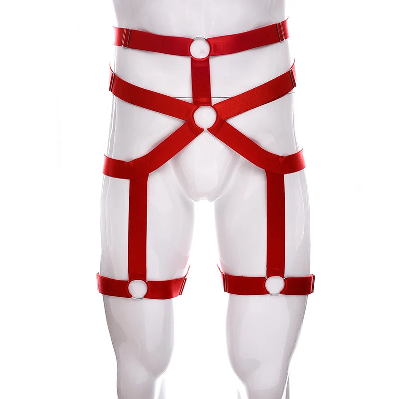 Male Garter Elastic Adjust Bondage Body Harness Leg High Waist Garter Belt Fashion Sexy Underwear Men Goth Rave Body Cage