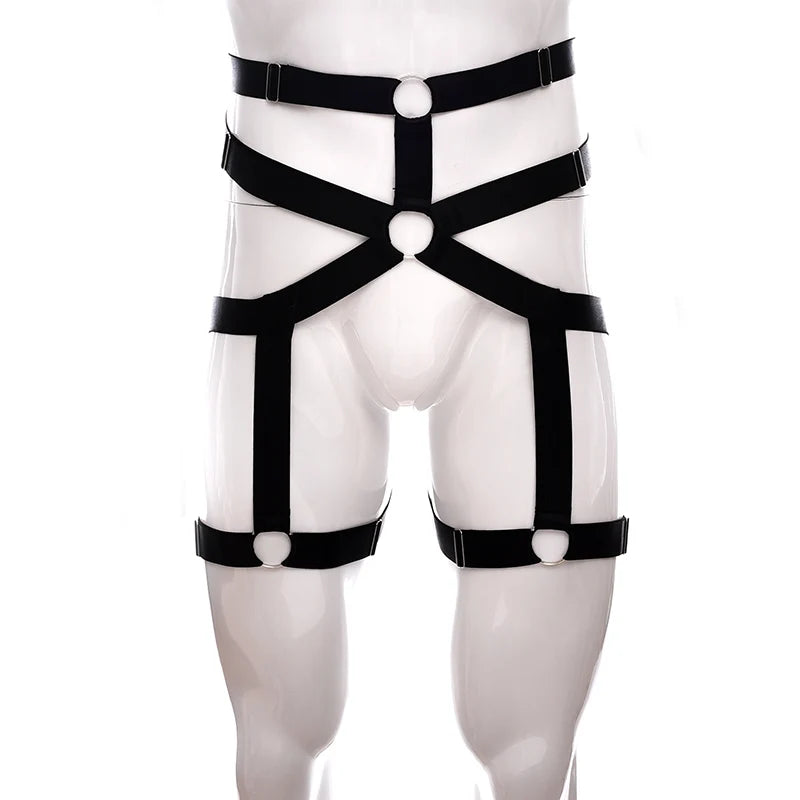 Male Garter Elastic Adjust Bondage Body Harness Leg High Waist Garter Belt Fashion Sexy Underwear Men Goth Rave Body Cage