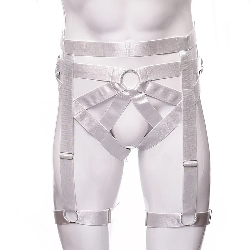 Male Garter Elastic Adjust Bondage Body Harness Leg High Waist Garter Belt Fashion Sexy Underwear Men Goth Rave Body Cage