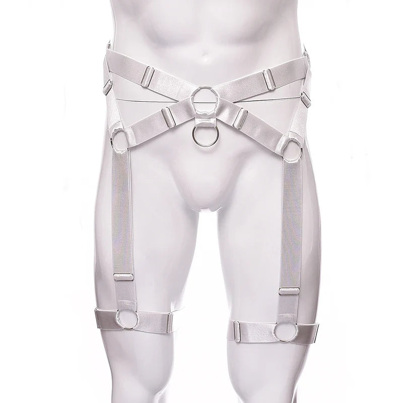 Male Garter Elastic Adjust Bondage Body Harness Leg High Waist Garter Belt Fashion Sexy Underwear Men Goth Rave Body Cage