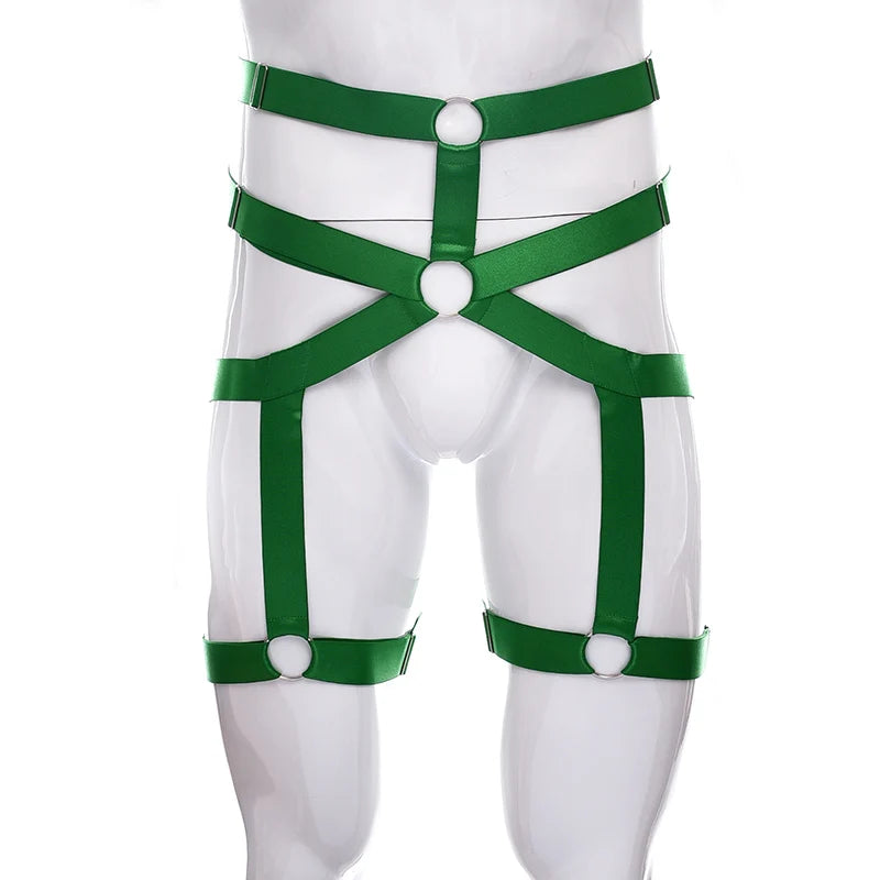 Male Garter Elastic Adjust Bondage Body Harness Leg High Waist Garter Belt Fashion Sexy Underwear Men Goth Rave Body Cage