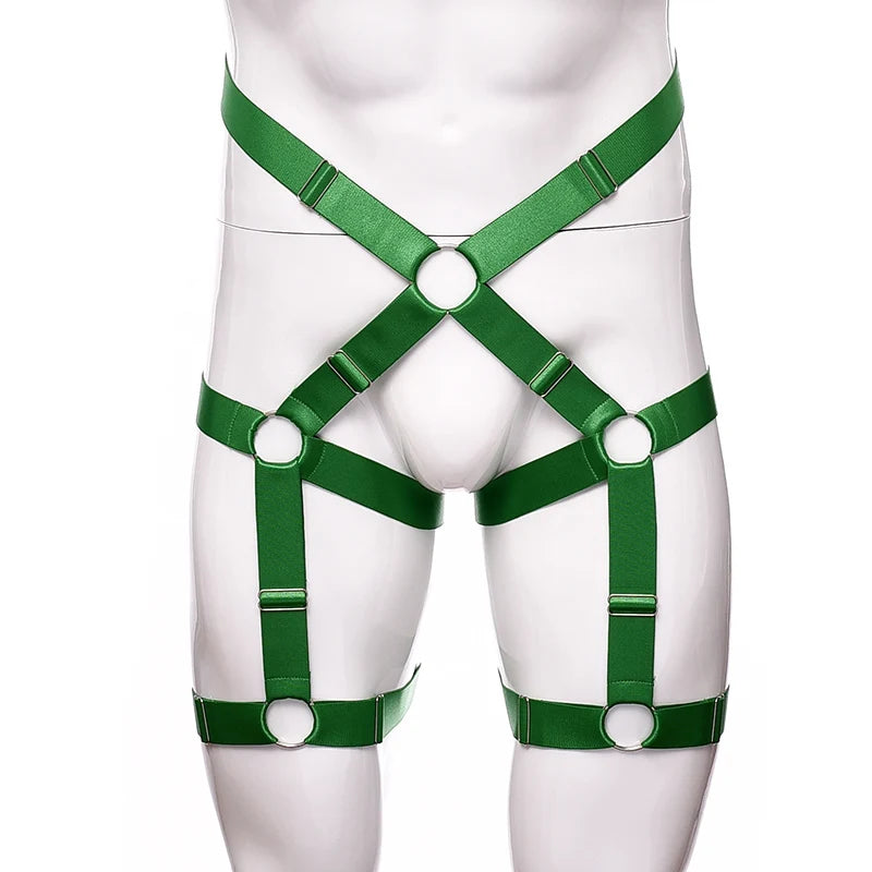 Male Garter Elastic Adjust Bondage Body Harness Leg High Waist Garter Belt Fashion Sexy Underwear Men Goth Rave Body Cage