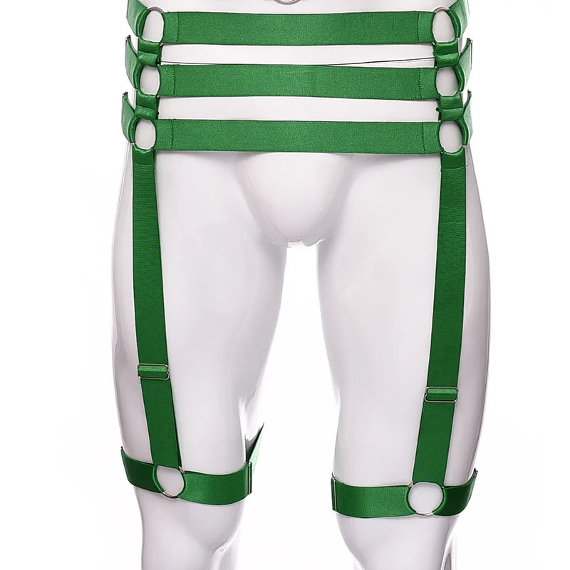 Male Garter Elastic Adjust Bondage Body Harness Leg High Waist Garter Belt Fashion Sexy Underwear Men Goth Rave Body Cage