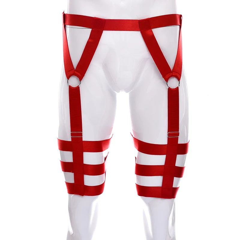 Male Garter Elastic Adjust Bondage Body Harness Leg High Waist Garter Belt Fashion Sexy Underwear Men Goth Rave Body Cage