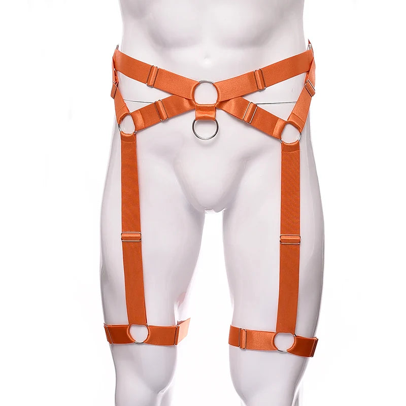 Male Garter Elastic Adjust Bondage Body Harness Leg High Waist Garter Belt Fashion Sexy Underwear Men Goth Rave Body Cage