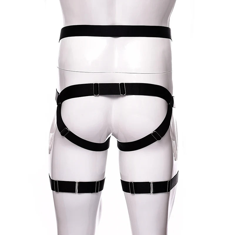 Male Garter Elastic Adjust Bondage Body Harness Leg High Waist Garter Belt Fashion Sexy Underwear Men Goth Rave Body Cage