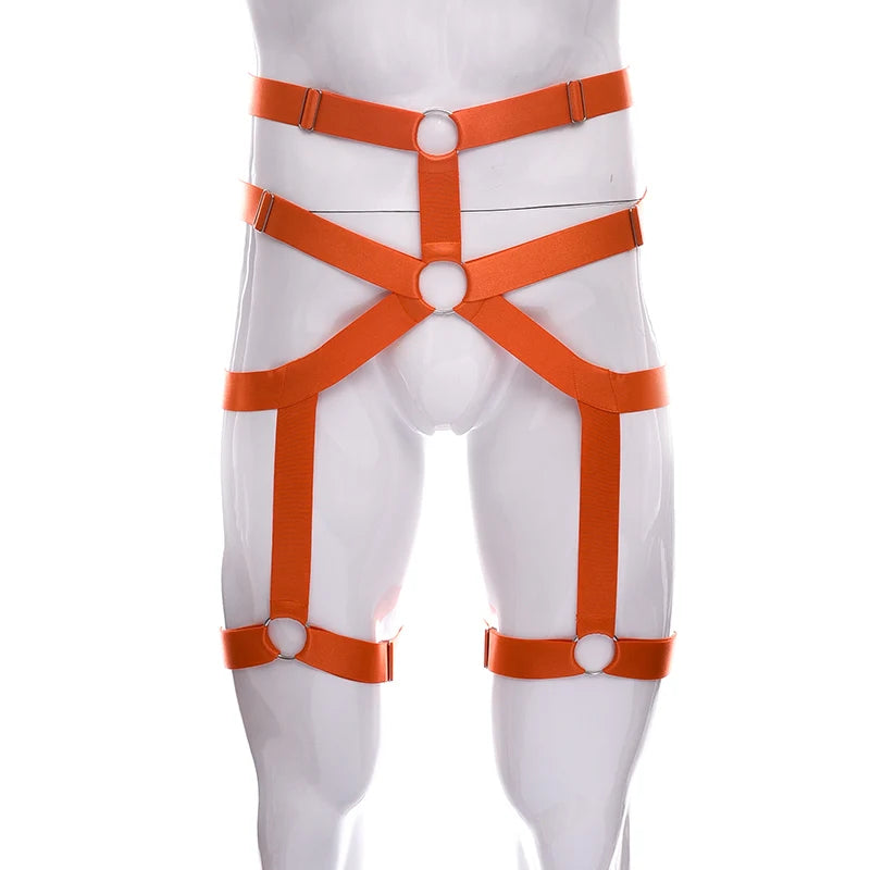 Male Garter Elastic Adjust Bondage Body Harness Leg High Waist Garter Belt Fashion Sexy Underwear Men Goth Rave Body Cage