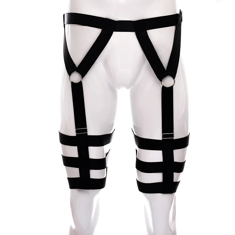 Male Garter Elastic Adjust Bondage Body Harness Leg High Waist Garter Belt Fashion Sexy Underwear Men Goth Rave Body Cage