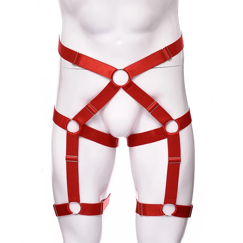 Male Garter Elastic Adjust Bondage Body Harness Leg High Waist Garter Belt Fashion Sexy Underwear Men Goth Rave Body Cage