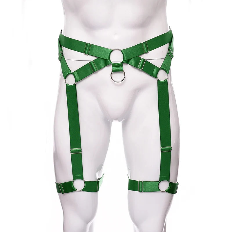 Male Garter Elastic Adjust Bondage Body Harness Leg High Waist Garter Belt Fashion Sexy Underwear Men Goth Rave Body Cage