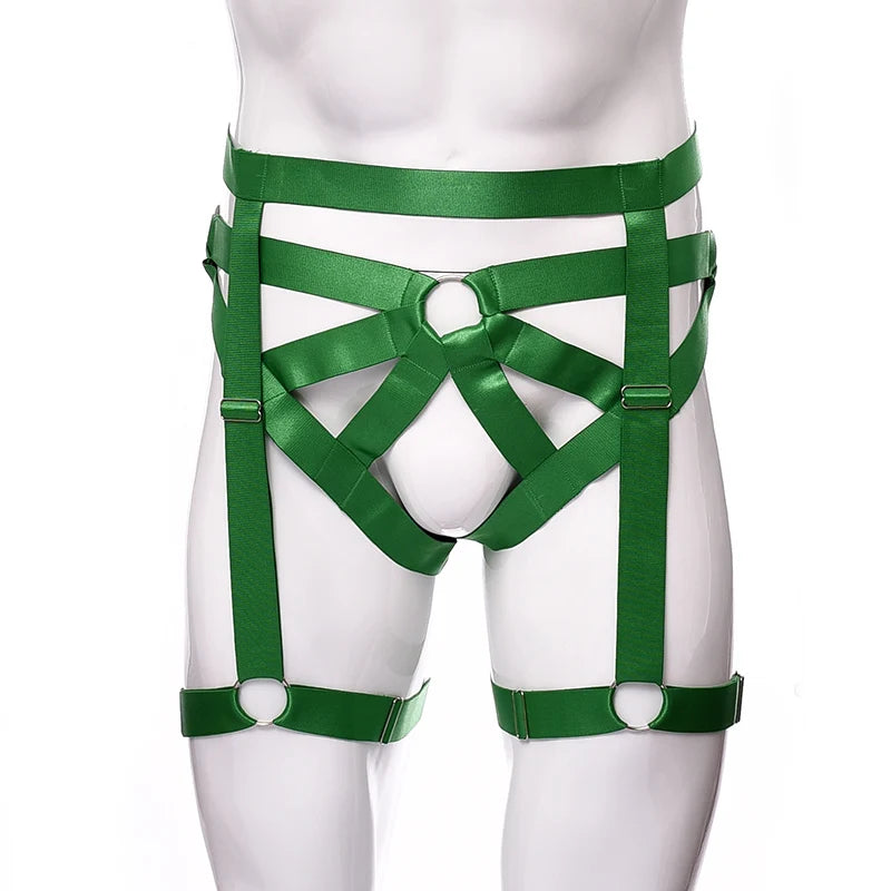 Male Garter Elastic Adjust Bondage Body Harness Leg High Waist Garter Belt Fashion Sexy Underwear Men Goth Rave Body Cage