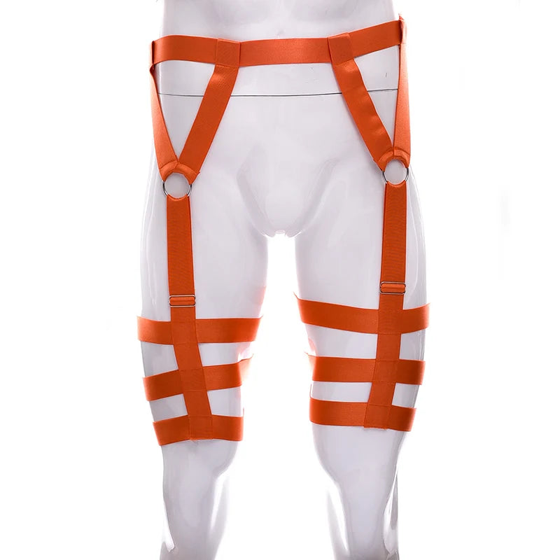 Male Garter Elastic Adjust Bondage Body Harness Leg High Waist Garter Belt Fashion Sexy Underwear Men Goth Rave Body Cage