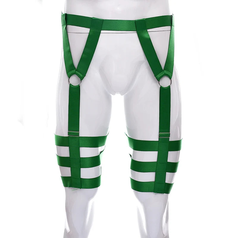 Male Garter Elastic Adjust Bondage Body Harness Leg High Waist Garter Belt Fashion Sexy Underwear Men Goth Rave Body Cage