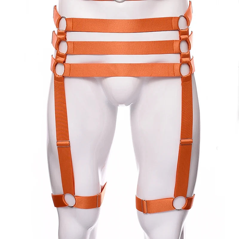 Male Garter Elastic Adjust Bondage Body Harness Leg High Waist Garter Belt Fashion Sexy Underwear Men Goth Rave Body Cage