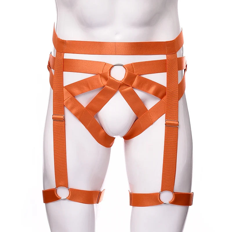 Male Garter Elastic Adjust Bondage Body Harness Leg High Waist Garter Belt Fashion Sexy Underwear Men Goth Rave Body Cage