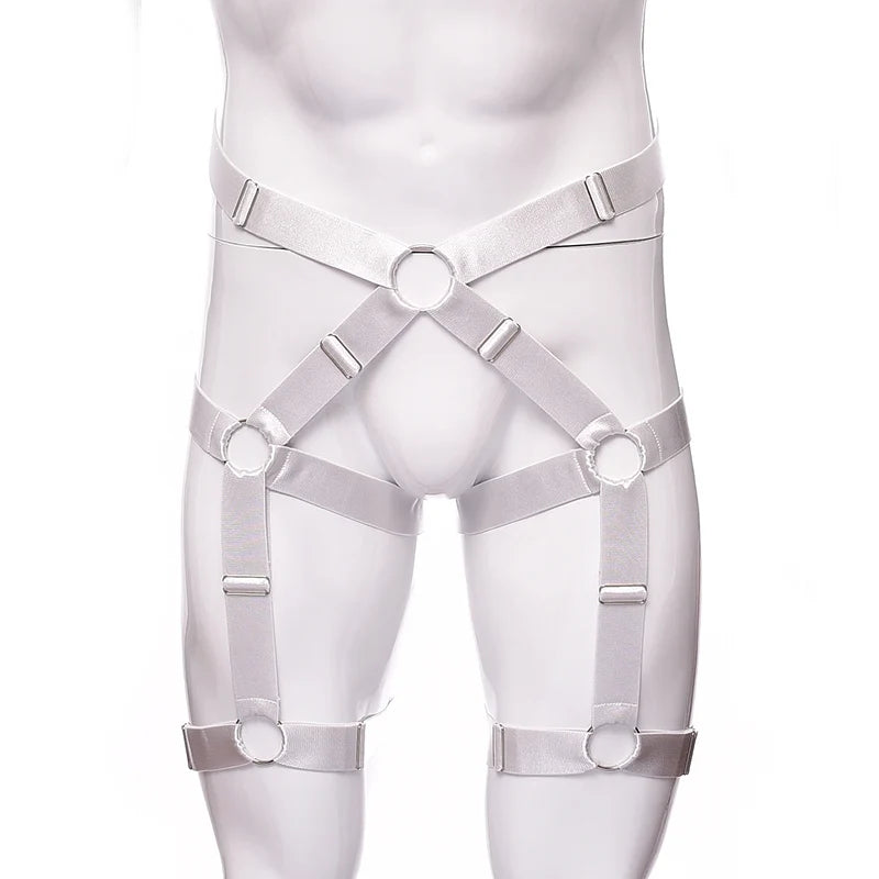 Male Garter Elastic Adjust Bondage Body Harness Leg High Waist Garter Belt Fashion Sexy Underwear Men Goth Rave Body Cage