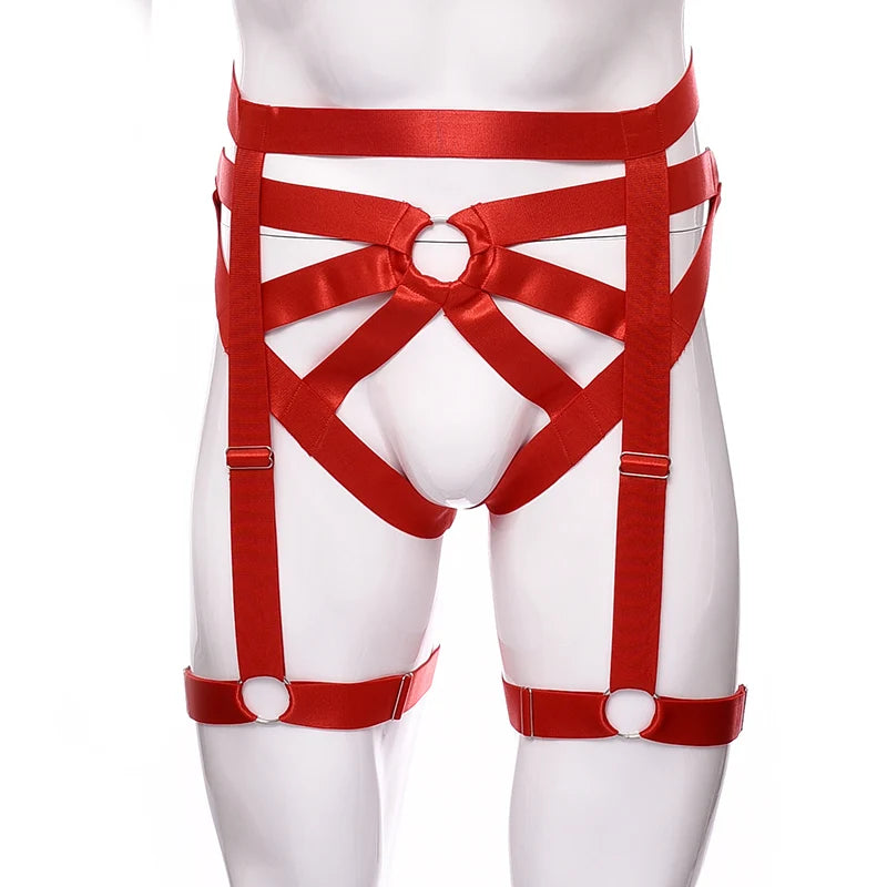 Male Garter Elastic Adjust Bondage Body Harness Leg High Waist Garter Belt Fashion Sexy Underwear Men Goth Rave Body Cage