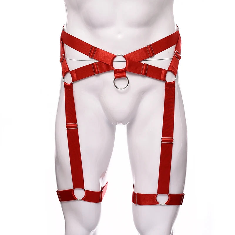 Male Garter Elastic Adjust Bondage Body Harness Leg High Waist Garter Belt Fashion Sexy Underwear Men Goth Rave Body Cage