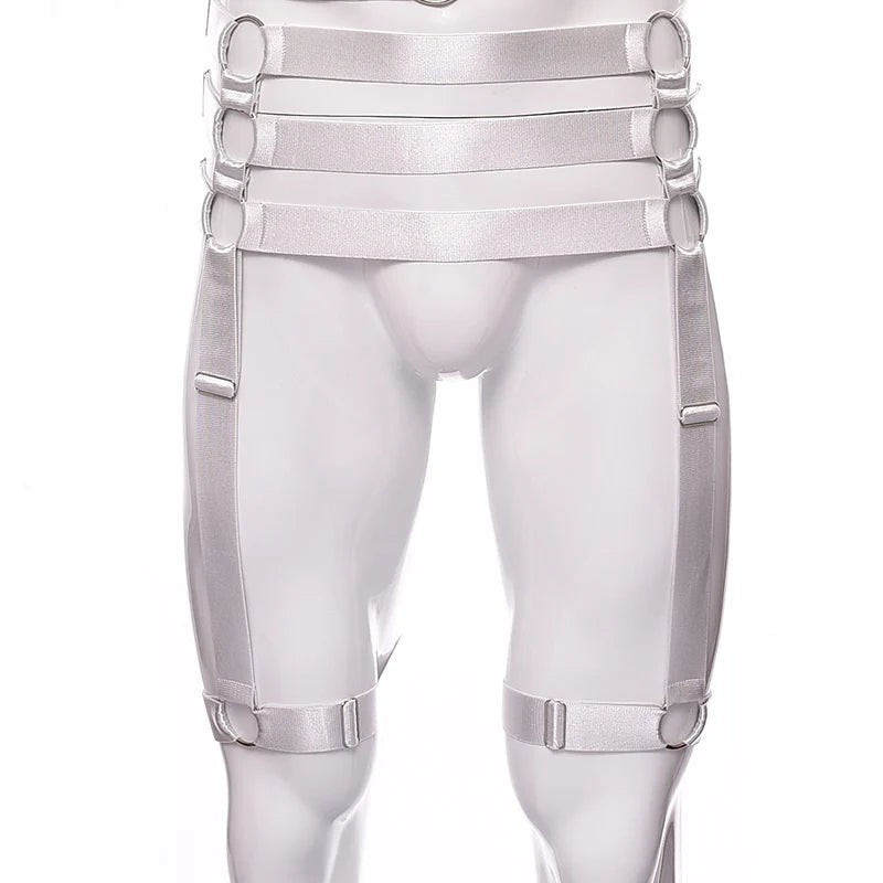 Male Garter Elastic Adjust Bondage Body Harness Leg High Waist Garter Belt Fashion Sexy Underwear Men Goth Rave Body Cage