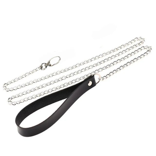 PU Leather Metal Heart Chain Collar Adult Punk Rave Choker Goth Sexy  Neckband Bdsm Neck Bondage Belt Erotic Accessories Fetish