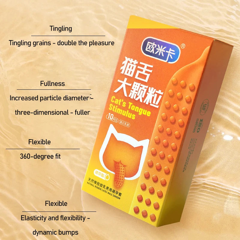 Hyaluronic Acid Condoms Cat Tongue Large Pellet Stimulate Penis Sleeves Ultra Thin Natural Rubber Latex Safer Sex Products