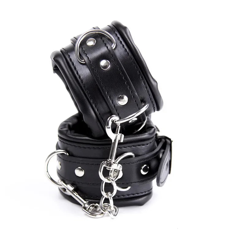 Stainless Steel Adjustable Open Leg Bar Handcuffs Ankle Cuffs Lockable Bondage Set Sex Slave Restraints Dog Collar Sex Toys BDSM