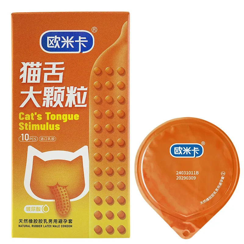 Hyaluronic Acid Condoms Cat Tongue Large Pellet Stimulate Penis Sleeves Ultra Thin Natural Rubber Latex Safer Sex Products