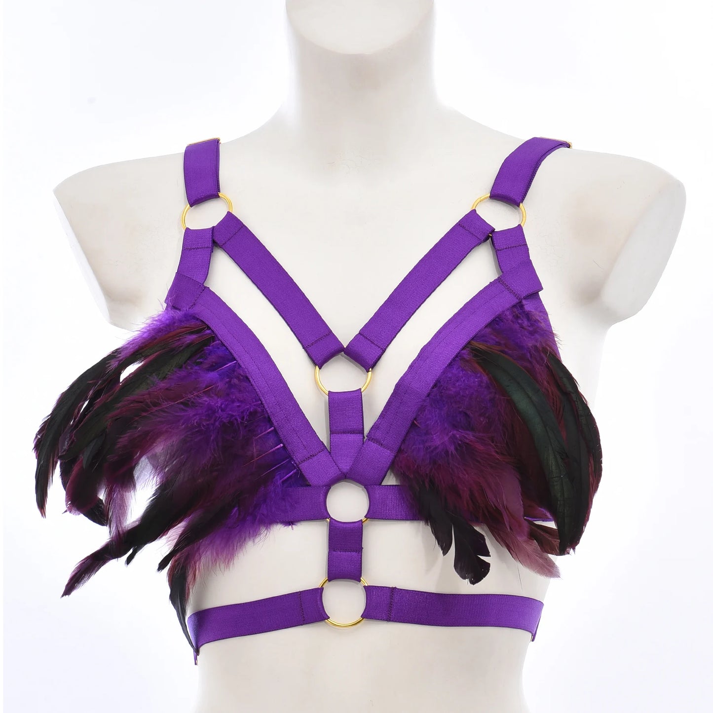 Women Crop Top Harness Bra Body Chain Neck Ring Bondage Sexy Lingerie Suspenders Body Harness Halloween Elastic Goth Bra