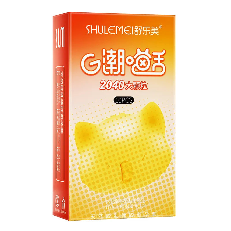 Hyaluronic Acid Condoms Cat Tongue Large Pellet Stimulate Penis Sleeves Ultra Thin Natural Rubber Latex Safer Sex Products