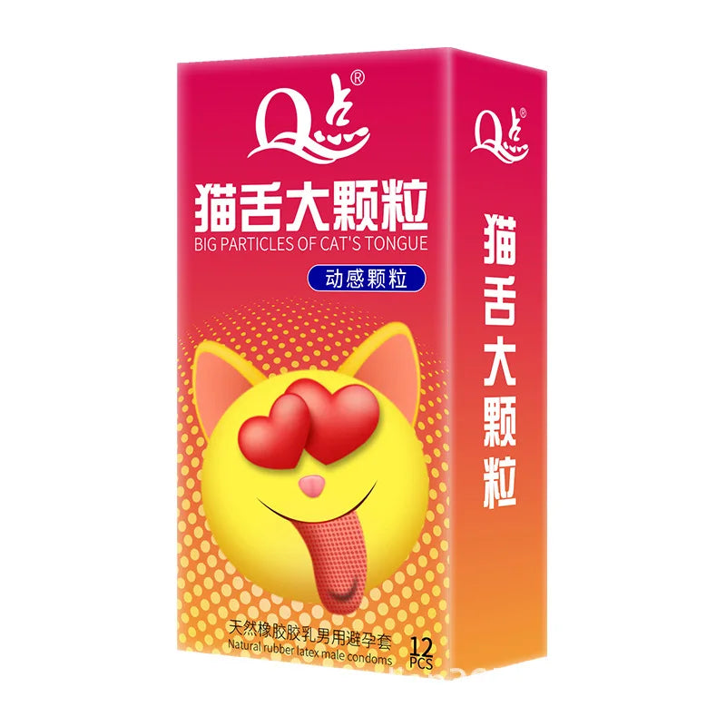 Hyaluronic Acid Condoms Cat Tongue Large Pellet Stimulate Penis Sleeves Ultra Thin Natural Rubber Latex Safer Sex Products