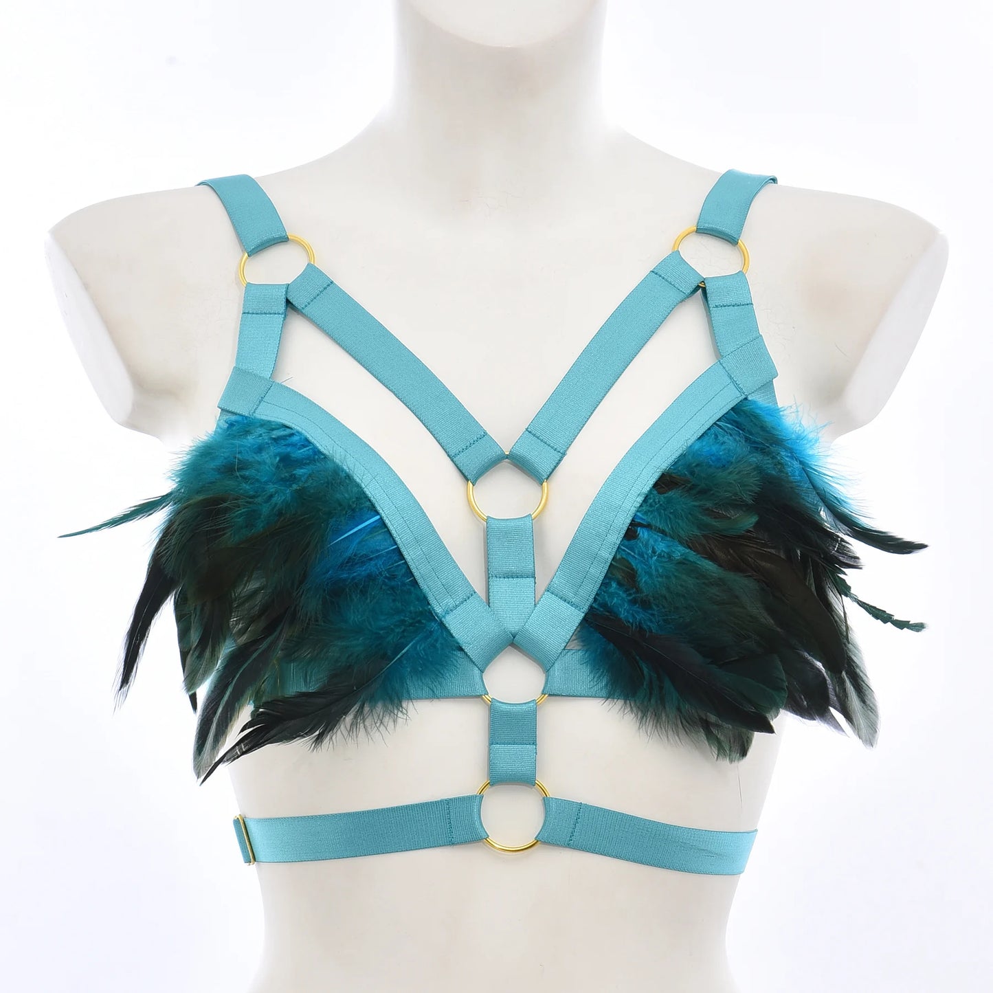 Women Crop Top Harness Bra Body Chain Neck Ring Bondage Sexy Lingerie Suspenders Body Harness Halloween Elastic Goth Bra
